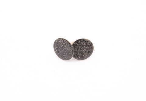 Pearlescent White and Chrome Black Splatter Coated Stud Earrings Large