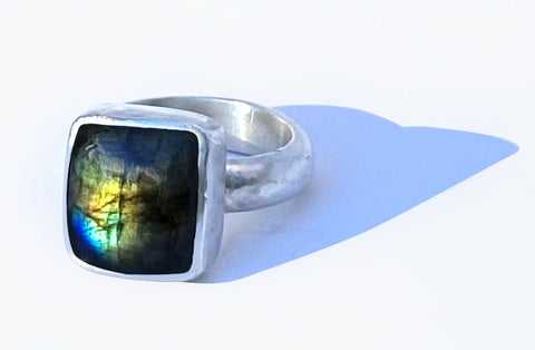 square laboradorite ring