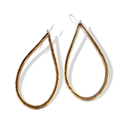 hammered brass teardrop earrings