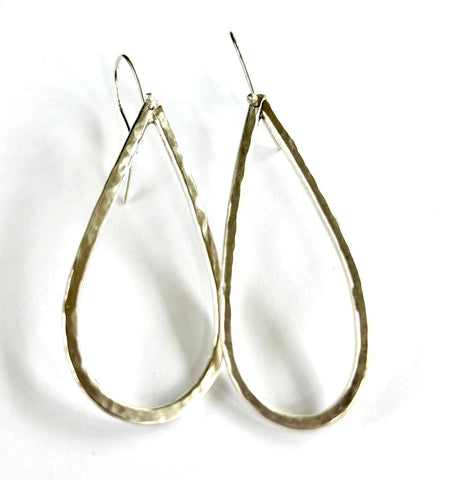 hammered silver teardrop earrings