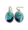aqua and black enamel earrings