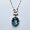 Cyanotype Pendant 2 LEAF with Blossom Bail