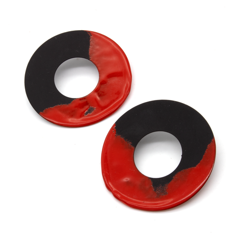 Edge Circle Earrings - Large Red