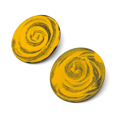 Swirl Circle Earrings - Yellow