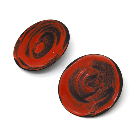 Swirl Circle Earrings - Red