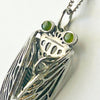 Art Deco Origami Cicada pendant-Green eye