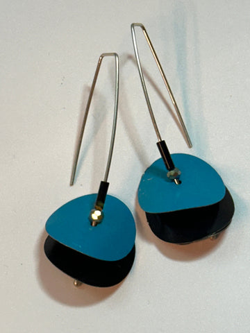 Disc Earrings - Blue/Black