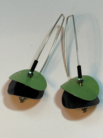 Disc Earrings - Green/Black