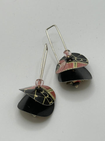 Disc Earrings - Pink Lace