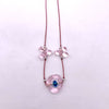 pink 0 + drips on silk necklace