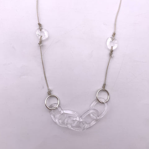 boro chain on silk cord necklace