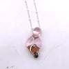 pink drop on silver chain necklace