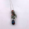 teal drop + drip on silver chain necklace