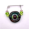 blue duo O / green beads fibula pin