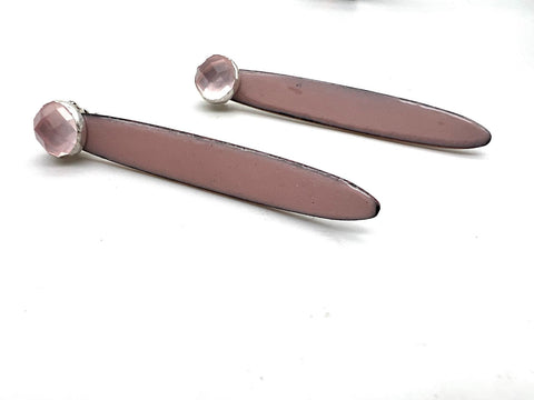 Reversible-Pink and Gray-Elongated Oval- Rose Cut Pink Cabochon