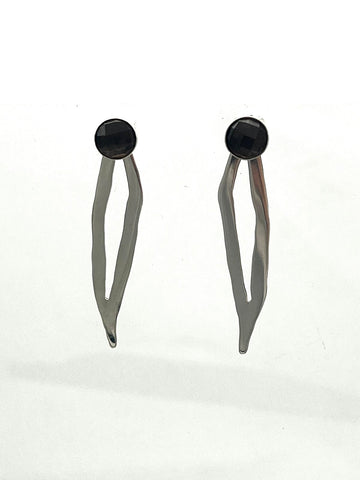 Reversible- Silver- Zebra Stripe- Rose Cut Onyx Cabochon