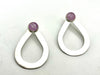 Silver-Earring Jackets- Open Teardrop- Kunzite cabochon