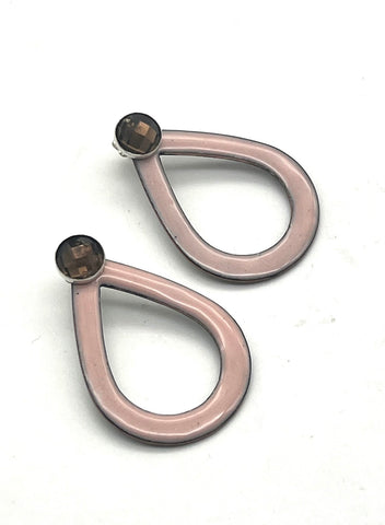 Reversible- Pink and Gray-Open Teardrop- Rose Cut Smoky Quartz