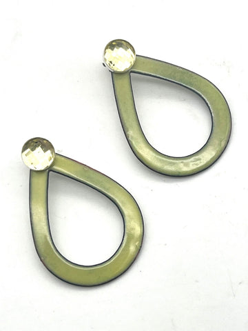 Reversible- Mel—n and Ivory- Open Teardrop- Earring Jacket- Rose Cut Lemon Quartz Cabochon