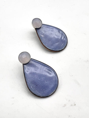 Reversible-Silver Earring Jacket- Rose Lavender Quartz