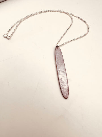 Reversible- PInk/Gray- Necklace- Silver Chain