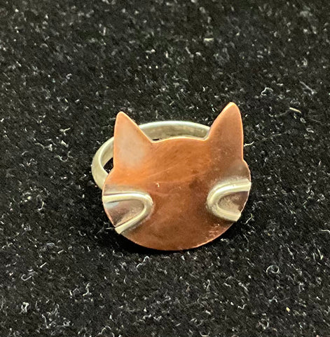 Sterling & Copper Kitty Ring