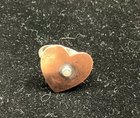 Sterling & Copper Heart Ring with Opal