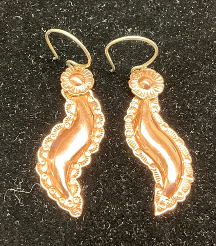Copper Repousse' "S" Earrings