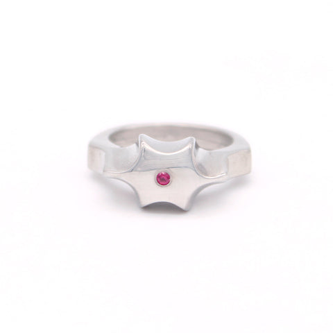 Star Ring - Pewter and Ruby