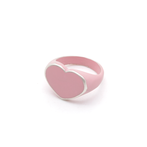 Powder Coated Heart Signet - Pink