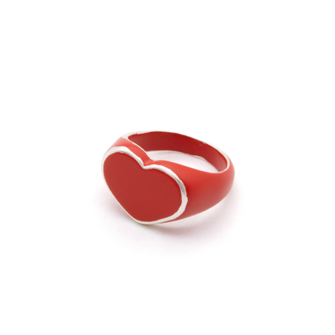Powder Coated Heart Signet - Red