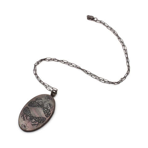 Etched Black Mother Of Pearl Pendant