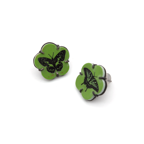 Etched Reconstituted Malachite Earrings