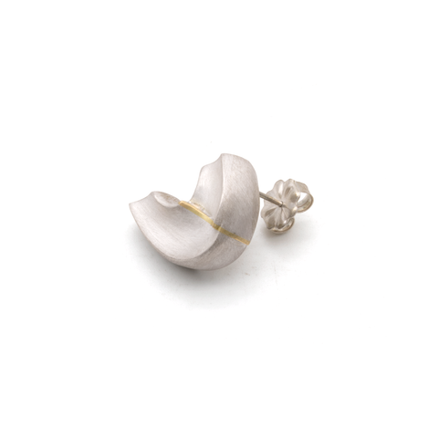 Single Earring - Sterling Silver and 14K Gold