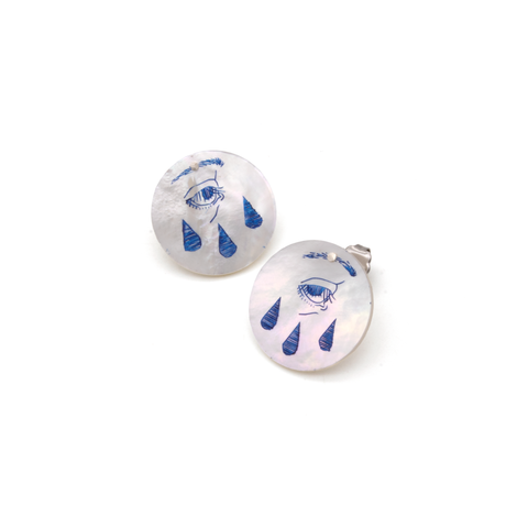 Blue Tri Eye Drip Studs