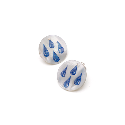 Blue Quad Drip Studs