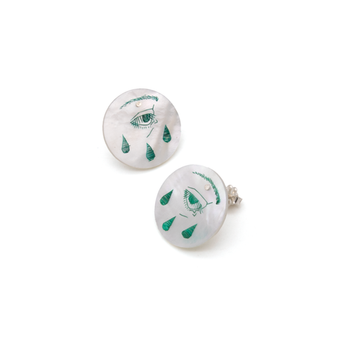Green Tri Eye Drip Studs