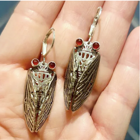 Art Deco Origami Cicada Drops-Red Eye