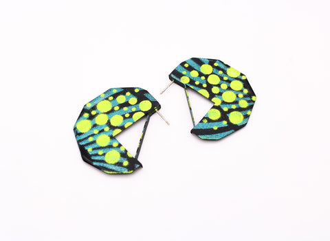 Chroma Hoop Green Dot Earrings