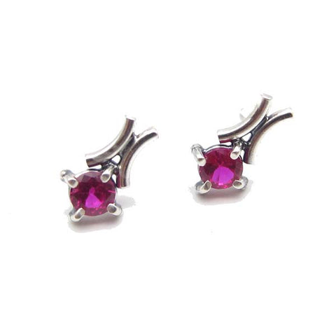 Ruby & Curved Silver Studs