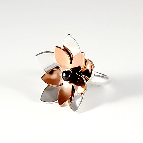 Silver & Copper Flower Ring