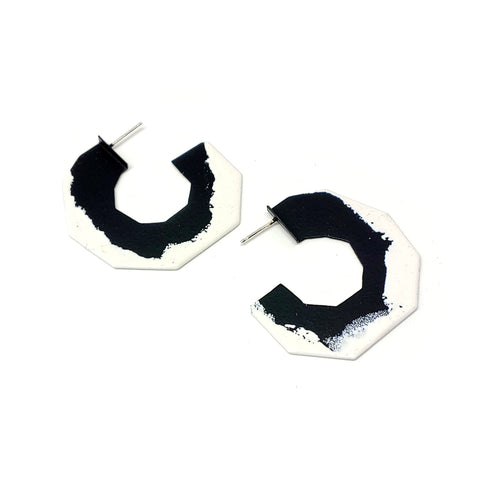 Edge Open Hoop Earrings - White